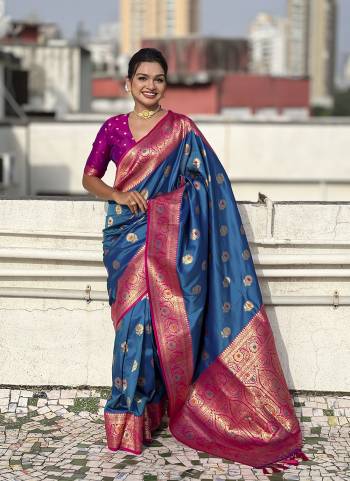 Looking These Party Wear Saree in Fine Colored.These Saree And Blouse is Fabricated On Soft Silk.Its Beautified With Weaving Meenakeri Designer.