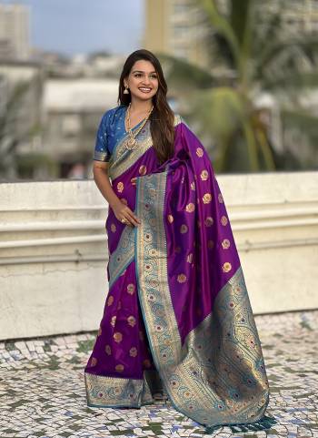 Looking These Party Wear Saree in Fine Colored.These Saree And Blouse is Fabricated On Soft Silk.Its Beautified With Weaving Meenakeri Designer.