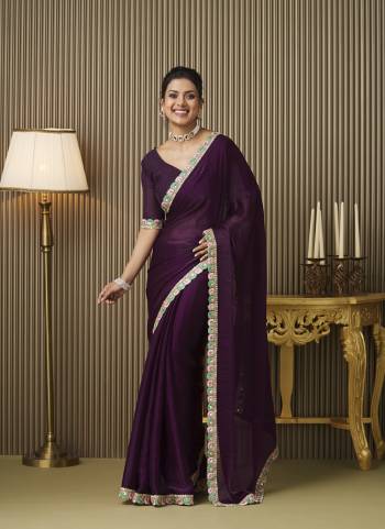 Garb These Fancy Party Wear Saree in Fine Colored.These Saree Are Chiffon And Blouse is Fabricated On Art Silk Pair.Its Beautified With Fancy Embellished Work Disigner Saree.