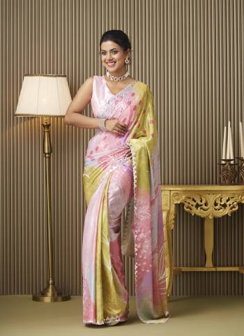 Garb These Fancy Party Wear Saree in Fine Colored.These Saree Are Chiffon And Blouse is Fabricated On Art Silk Pair.Its Beautified With Fancy Printed,Mirror Lace Work Disigner Saree.