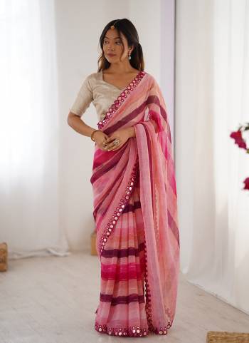 Attractive These Party Wear Saree in Fine Colored.These Saree Are Chiffon And Blouse is Jari Brocade Fabricated.Its Beautified With Designer Lariya Printed With Mirror Cut Work.
