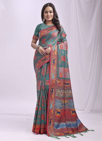 Looking These Fastive Wear Saree in Fine Colored.These Saree And Blouse is Fabricated On Linen Cotton.Its Beautified With Weavon Thread Designer.