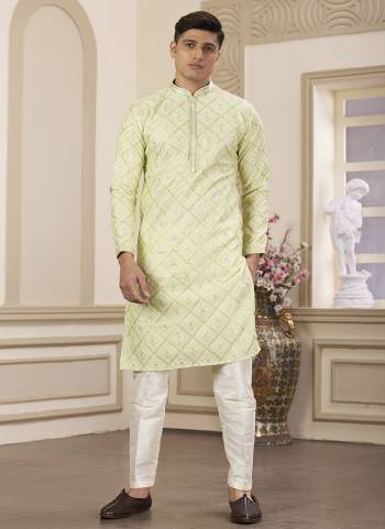 Looking These Party Wear Mans Wear Kutra Payjama wearing this fashionable. Tailored Kurta Are Art Silk And Payjama Art Silk finest Fabriced With Designer Embroidery Work and fashioned with a banded collar for a dash of style.