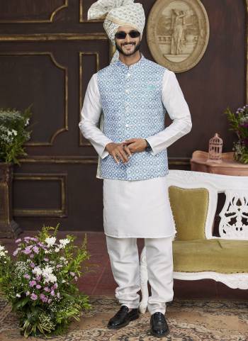 Looking These Party Wear Mans Wear Top Bottom With Jacket wearing this fashionable. Tailored Top Bottom Are Art Silk And Jacket On Faux Satin Fabriced With Solid With Designer Digital Printed, Embroidery Work.