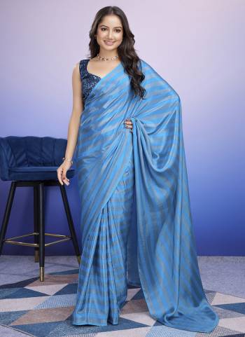 Attractive These Party Wear Ready To Wear Saree in Fine Colored.These Saree Are Satin And Blouse is Satin Fabricated.Its Beautified With Designer Striped Printed.