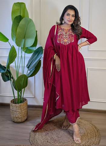 Garb These Suit in Fine Colored Pair With Bottom And Dupatta.These Top Are Vichitra Silk And Bottom Are Fabricated On Rayon Pair With Chinon Dupatta.Its Beautified With Designer Embroidery Work.