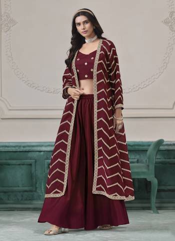 Looking These Beautiful Looking Fine Color Plazzo Shrug Suits.These Top Are Chinon And Shrug Are Chinon And Bottom Chinon Fabricated.Its Beautified With Designer Embroidery Work.