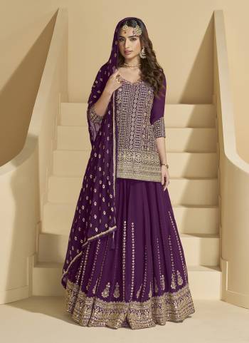 Attractive These Party Wear Free Size Stitched Gharara Suit in Fine Colored Pair With Dupatta.These Top And Bottom Are Georgette And Dupatta Are Georgette And Pair With Santoon Inner.Its Beautified With Heavy Designer Embroidery Work.