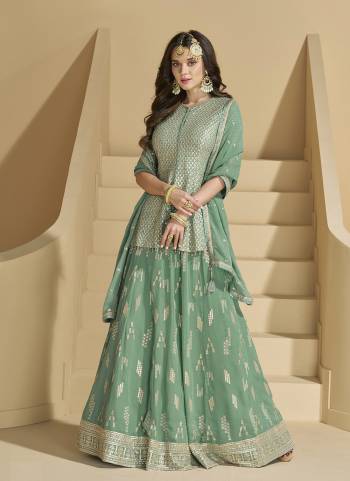 Attractive These Party Wear Free Size Stitched Gharara Suit in Fine Colored Pair With Dupatta.These Top And Bottom Are Georgette And Dupatta Are Georgette And Pair With Santoon Inner.Its Beautified With Heavy Designer Embroidery Work.
