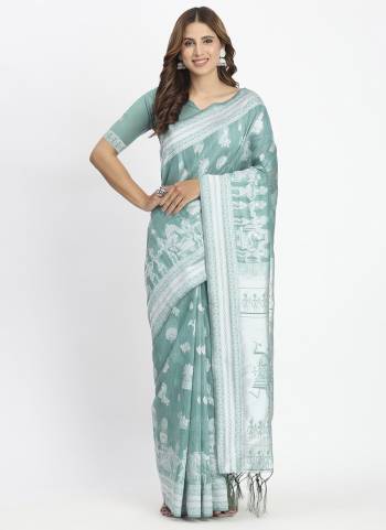 Looking These Fastive And Party Wear Saree in Fine Colored.These Saree And Blouse is Fabricated On Linen Cotton.Its Beautified With Weavon Thread Designer.