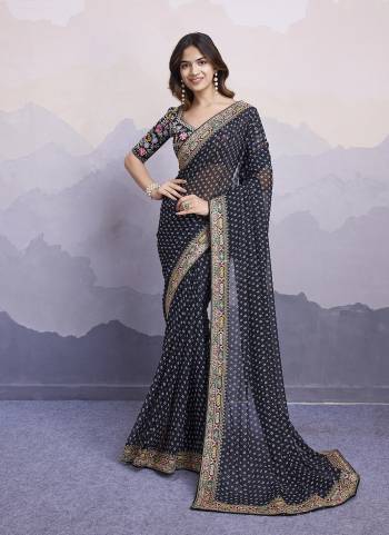 Garb These Fastival Saree in Fine Colored.These Saree Are Georgette And Blouse is Art Silk Fabricated.Its Beautified With Bandhni Printed,Designer Embroidery Work Lace Border,Blouse.