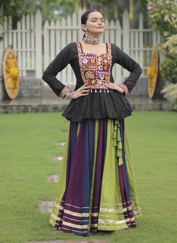 Looking These Beautiful Looking Navratri Wear Free Size Stitched Lahenga Choli.These Lahenga Are Rayon  And Blouse is Fabricated On Ramon Silk.Its Beautified With Designer Kutchi Gamthi Work.