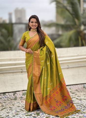 Looking These Party Wear Saree in Fine Colored.These Saree And Blouse is Fabricated On Soft Silk.Its Beautified With Weaving Dual Jari, Meenakeri Paithani Pallu Designer.
