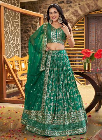 For A Designer Look,Grab These Lehenga Choli in Fine Colored.These Lehenga And Blouse Are Fabricated On Dola Silk Pair With Dupatta Are Organza.Its Beautified With Wevon Jacquard Designer,Jari, Sequance Embroidery Work.