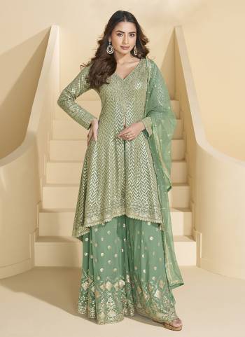 Attractive These Party Wear Free Size Stitched Plazzo Suit in Fine Colored Pair With Dupatta.These Top And Bottom Are Georgette And Dupatta Are Net And Pair With Santoon Inner.Its Beautified With Heavy Designer Embroidery Work.