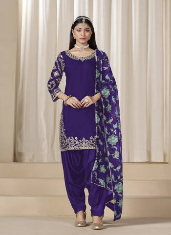 Looking These Beautiful Party Wear Fine Color Salwar Suits.These Top Are Roman Silk And Dupatta Are Chanderi Silk And Bottom Santoon Fabricated.Its Beautified With Designer Embroidery Work With Printed Dupatta.