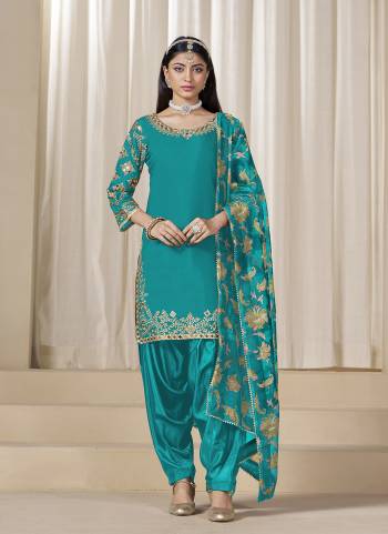 Looking These Beautiful Party Wear Fine Color Salwar Suits.These Top Are Roman Silk And Dupatta Are Chanderi Silk And Bottom Santoon Fabricated.Its Beautified With Designer Embroidery Work With Printed Dupatta.