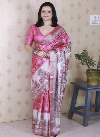 Looking These Party Wear Saree in Fine Colored.These Saree And Blouse is Fabricated On Tussar Silk.Its Beautified With Weaving Jari Border Designer With Madhubani Digital Printed.