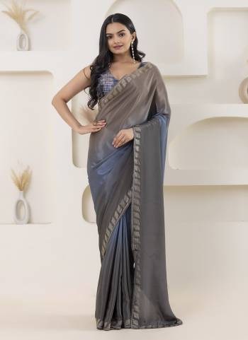 Looking These Party Wear Ready To Wear Saree in Fine Colored.These Saree Are Satin And Blouse is Satin Fabricated.Its Beautified With Pedding Color Designer With Swarovski Border And Printed Blouse.