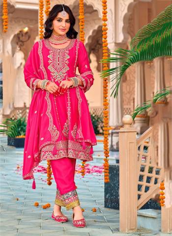 Garb These Party Wear Designer Salwar Suits in Fine Colored Pair With Dupatta.These Top Are Chinon And Dupatta Are Fabricated On Chinon Pair With Chinon Bottom.Its Beautified With Heavy Designer Embroidery Work
