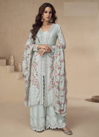 Attractive These Party Wear Free Size Stitched Plazzo Suit in Fine Colored Pair With Dupatta.These Top And Bottom Are Chinon And Dupatta Are Chinon And Pair With Santoon Inner.Its Beautified With Heavy Designer Embroidery Work With Printed Dupatta.