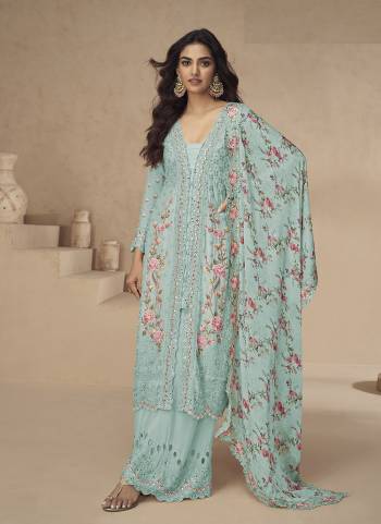 Attractive These Party Wear Free Size Stitched Plazzo Suit in Fine Colored Pair With Dupatta.These Top And Bottom Are Chinon And Dupatta Are Chinon And Pair With Santoon Inner.Its Beautified With Heavy Designer Embroidery Work With Printed Dupatta.