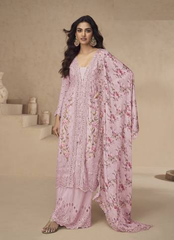 Attractive These Party Wear Free Size Stitched Plazzo Suit in Fine Colored Pair With Dupatta.These Top And Bottom Are Chinon And Dupatta Are Chinon And Pair With Santoon Inner.Its Beautified With Heavy Designer Embroidery Work With Printed Dupatta.