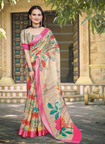 Look These Fastive Saree in Fine Colored.These Saree Are Linen Cotton And Blouse is Fabricated On Linen Cotton Pair.Its Beautified With Wevon Jari Border With Designer Digital Printed.
