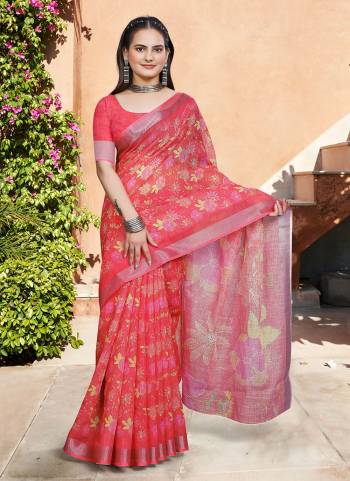 Look These Fastive Saree in Fine Colored.These Saree Are Linen Cotton And Blouse is Fabricated On Linen Cotton Pair.Its Beautified With Wevon Jari Border With Designer Digital Printed.