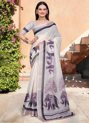 Look These Fastive Saree in Fine Colored.These Saree Are Linen Cotton And Blouse is Fabricated On Linen Cotton Pair.Its Beautified With Wevon Jari Border With Designer Digital Printed.