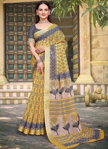 Look These Fastive Saree in Fine Colored.These Saree Are Linen Cotton And Blouse is Fabricated On Linen Cotton Pair.Its Beautified With Wevon Jari Border With Designer Digital Printed.