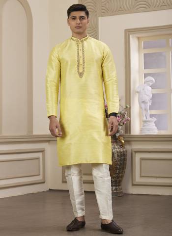 Looking These Party Wear Mans Wear Kutra Payjama wearing this fashionable. Tailored Kurta Are Art Silk And Payjama Art Silk finest Fabriced With Designer Hand Embroidery Work.