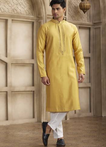 Looking These Party Wear Mans Wear Kutra Payjama wearing this fashionable. These Kurta Are Art Silk And Payjama Art Silk finest Fabriced With Designer Mirror Embroidery Work.