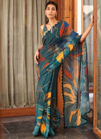 Garb These Party Wear Saree in Fine Colored.These Saree Are Bright Moss And Blouse is Fabricated On Bright Moss Pair.Its Beautified With Designer Digital Printed.