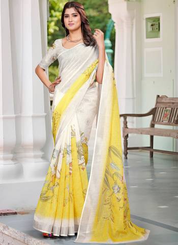 Garb These Fastive Saree in Fine Colored.These Saree Are Linen Cotton And Blouse is Fabricated On Linen Cotton Pair.Its Beautified With Wevon Jari Border With Designer Digital Printed.