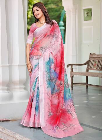 Garb These Fastive Saree in Fine Colored.These Saree Are Linen Cotton And Blouse is Fabricated On Linen Cotton Pair.Its Beautified With Wevon Jari Border With Designer Digital Printed.