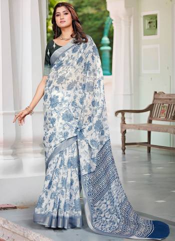 Garb These Fastive Saree in Fine Colored.These Saree Are Linen Cotton And Blouse is Fabricated On Linen Cotton Pair.Its Beautified With Wevon Jari Border With Designer Digital Printed.