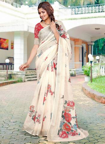 Garb These Fastive Saree in Fine Colored.These Saree Are Linen Cotton And Blouse is Fabricated On Linen Cotton Pair.Its Beautified With Wevon Jari Border With Designer Digital Printed.