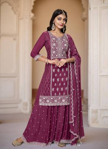 Attractive These Designer Plazzo Suit in Fine Colored Pair With Bottom And Dupatta.These Top Are Chinon And Bottom Are Fabricated On Chinon Pair With Chinon Dupatta.Its Beautified With Designer Sequance Embroidery Work.