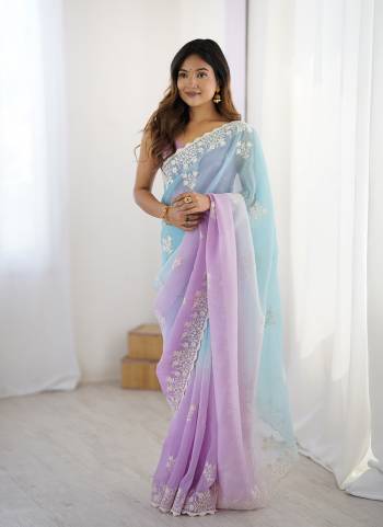 Looking These Party Wear Saree in Fine Dual Shaded Colored.These Saree Are Crunchy Silk And Blouse is Crunchy Silk Fabricated.Its Beautified With Pedding Color Printed With Designer Thread Embroidery Cut Work.