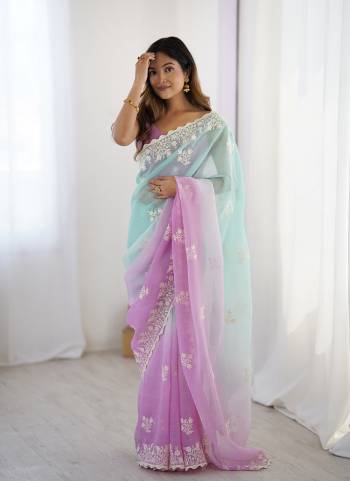 Looking These Party Wear Saree in Fine Dual Shaded Colored.These Saree Are Crunchy Silk And Blouse is Crunchy Silk Fabricated.Its Beautified With Pedding Color Printed With Designer Thread Embroidery Cut Work.