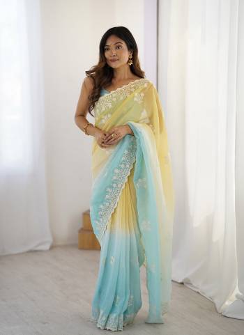 Looking These Party Wear Saree in Fine Dual Shaded Colored.These Saree Are Crunchy Silk And Blouse is Crunchy Silk Fabricated.Its Beautified With Pedding Color Printed With Designer Thread Embroidery Cut Work.