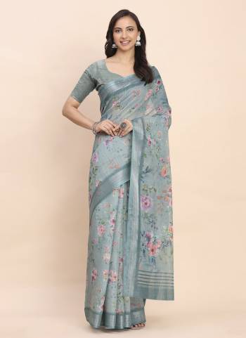 Looking These Fastive And Party Wear Saree in Fine Colored.These Saree And Blouse is Fabricated On Linen Cotton.Its Beautified With Woven Jari Border Designer With Printed.