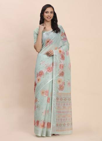 Looking These Fastive And Party Wear Saree in Fine Colored.These Saree And Blouse is Fabricated On Linen Cotton.Its Beautified With Woven Jari Border Designer With Printed.