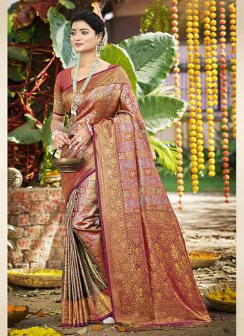 Looking These Fastivel And Party Wear Saree in Fine Colored.These Saree And Blouse is Fabricated On Dharmavaram Silk.Its Beautified With Woven Heavy Designer.