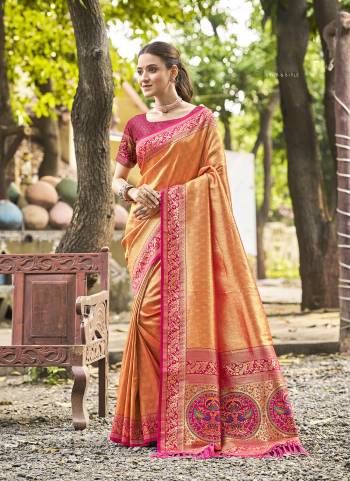 Garb These Fastivel And Party Wear Saree in Fine Colored.These Saree And Blouse is Fabricated On Kanjivaram Silk.Its Beautified With Woven Palu Border Designer.