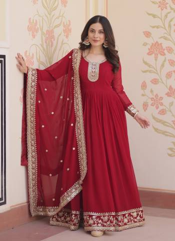 Garb These Beautiful Looking Party Wear Readymade Long Gown With Dupatta.These Gown Are Faux Georgette And Dupatta is Fabricated On Faux Georgette.Its Beautified With Designer Jari,Sequance Embroidery Work.
