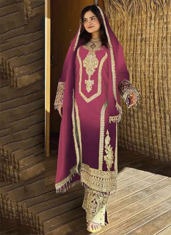 Attractive These Party Wear Free Size Stitched Plazzo Suit in Fine Colored Pair With Dupatta.These Top And Bottom Are Chinon And Dupatta Are Chinon And Pair With Crepe Inner.Its Beautified With Heavy Designer Embroidery Work.