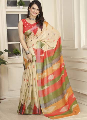 Garb These Fastive Saree in Fine Colored.These Saree Are Linen Cotton And Blouse is Fabricated On Linen Cotton Pair.Its Beautified With Wevon Jari Border With Designer Digital Printed.