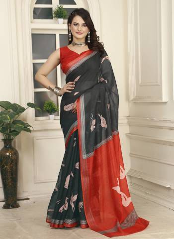 Garb These Fastive Saree in Fine Colored.These Saree Are Linen Cotton And Blouse is Fabricated On Linen Cotton Pair.Its Beautified With Wevon Jari Border With Designer Digital Printed.